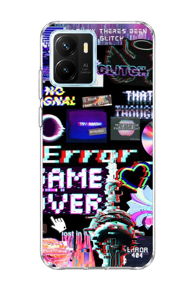 Vivo Y15S Compatible Black Screen Error Printed Transparent Phone Case