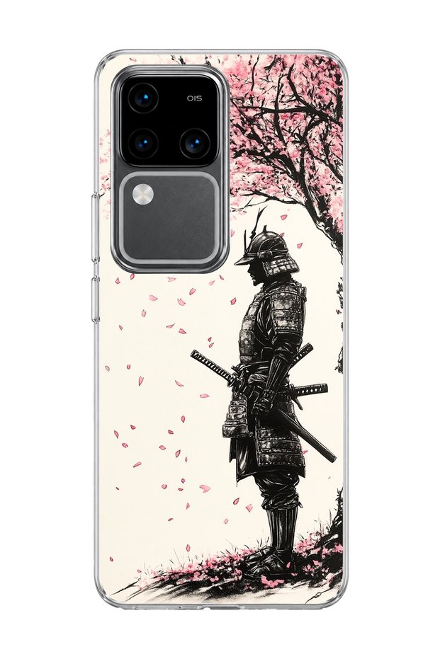 Vivo V30 5g Compatible Samurai Cherry Wood Printed Transparent Phone Case