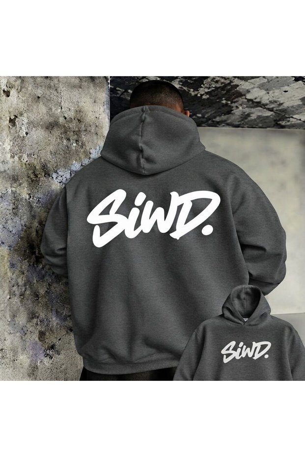 Mooda Unisex Printed Oversized 3-Thread Hooded Sweatshirt