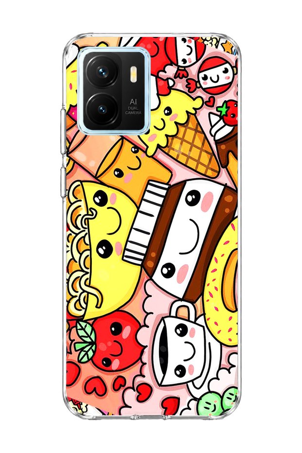 Vivo Y15S Compatible Cute Colorful Food Printed Transparent Phone Case