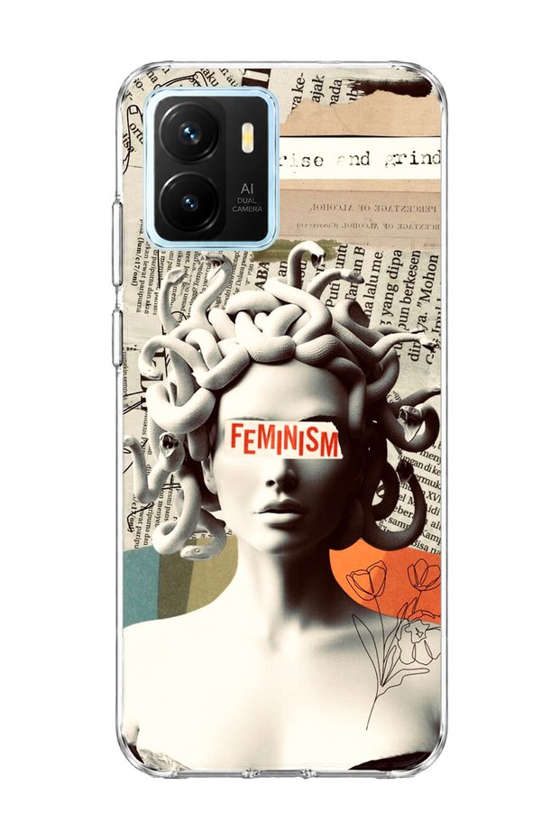 Vivo Y15S Compatible Snake Hair Sculpture Printed Transparent Phone Case