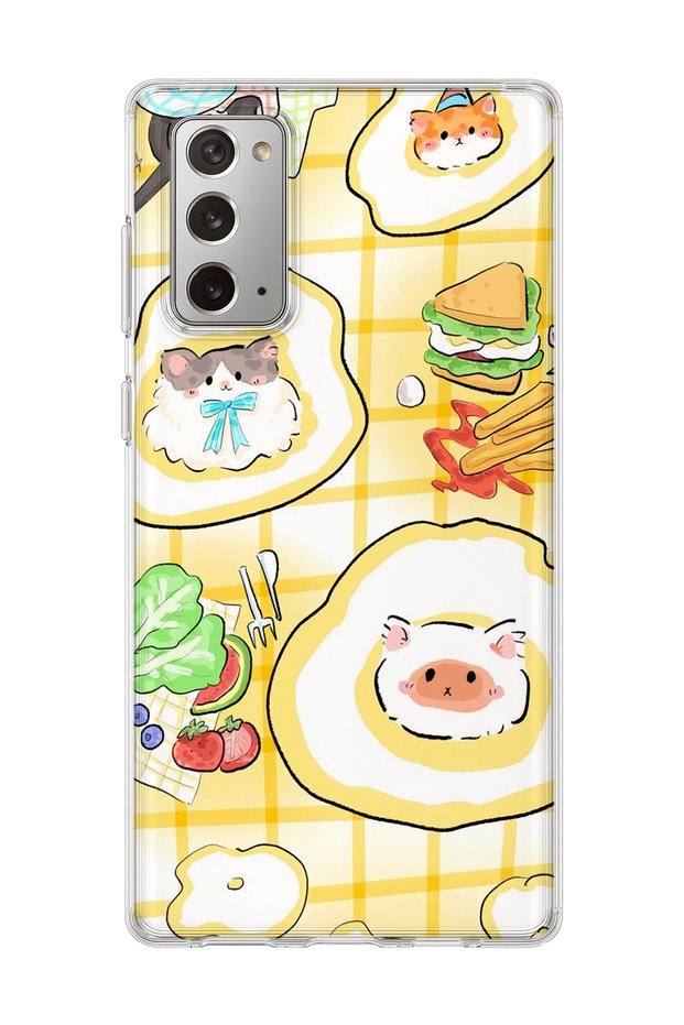 Samsung Galaxy Note 20 Compatible Cat in the Field Egg Printed Transparent Phone Case