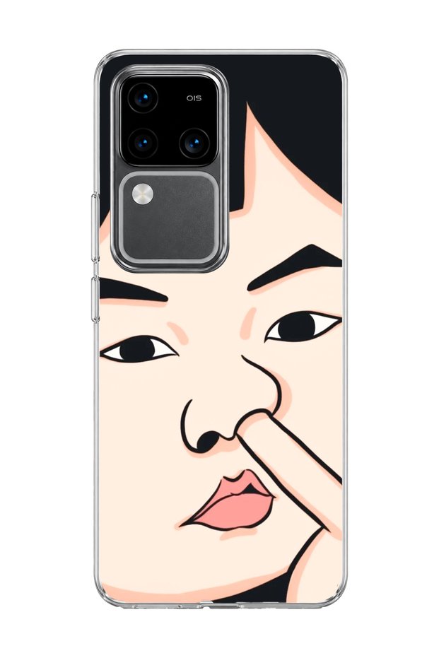 Vivo V30 5g Compatible Funny Face Nose Printed Transparent Phone Case