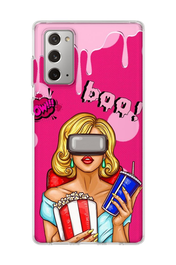 Samsung Galaxy Note 20 Compatible Blonde Woman Popcorn Printed Transparent Phone Case