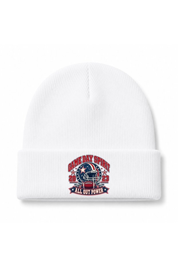 Game Day Spirit 2023 All Out Power Vintage American Football Graphic Beanie