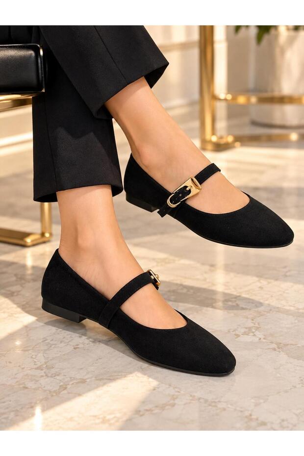 Black Suede Women's Ballet Flats