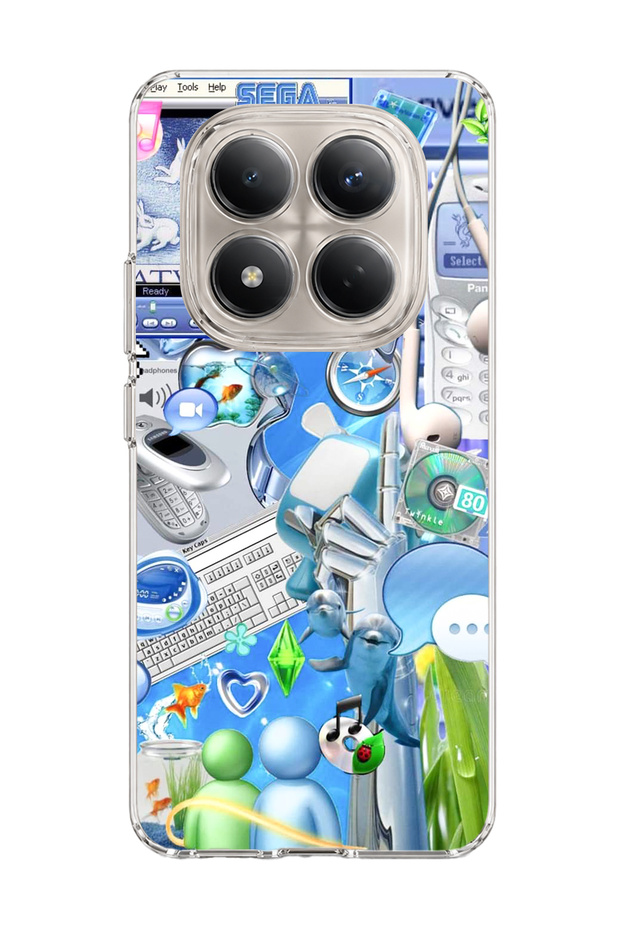 Redmi Note 15 Pro 4g / 5g Compatible Blue Nostalgia Technology Printed Transparent Phone Case