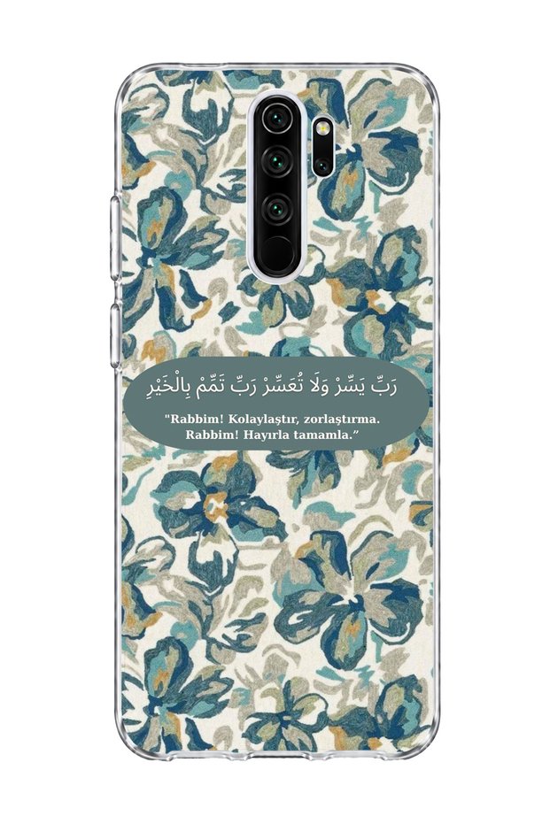Redmi Note 8 Pro Compatible Blue Flower Prayer Printed Transparent Phone Case