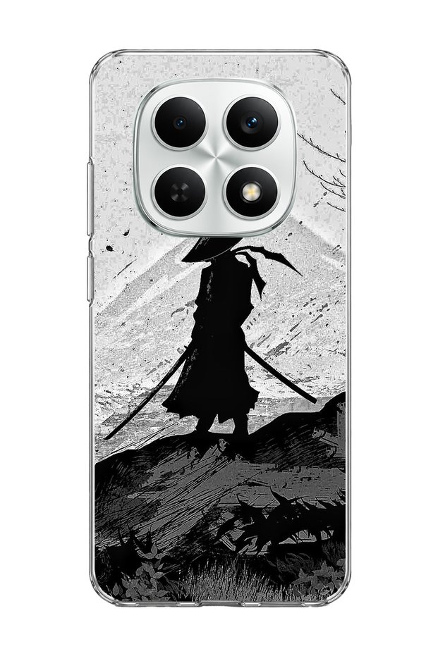 Redmi Note 15 4g Compatible Samurai Black and White Printed Transparent Phone Case