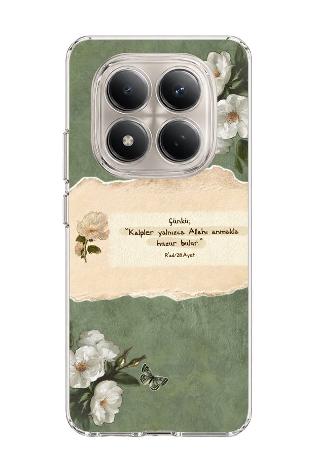 Redmi Note 15 Pro 4g / 5g Compatible White Flower Verse Printed Transparent Phone Case
