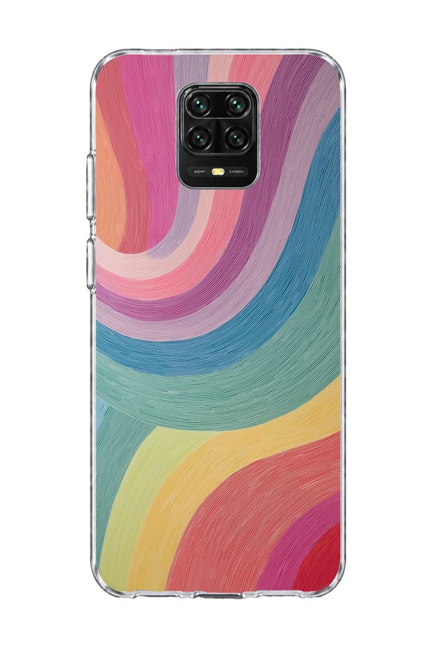 Redmi Note 9 Pro Compatible Pastel Rainbow Curved Printed Transparent Phone Case