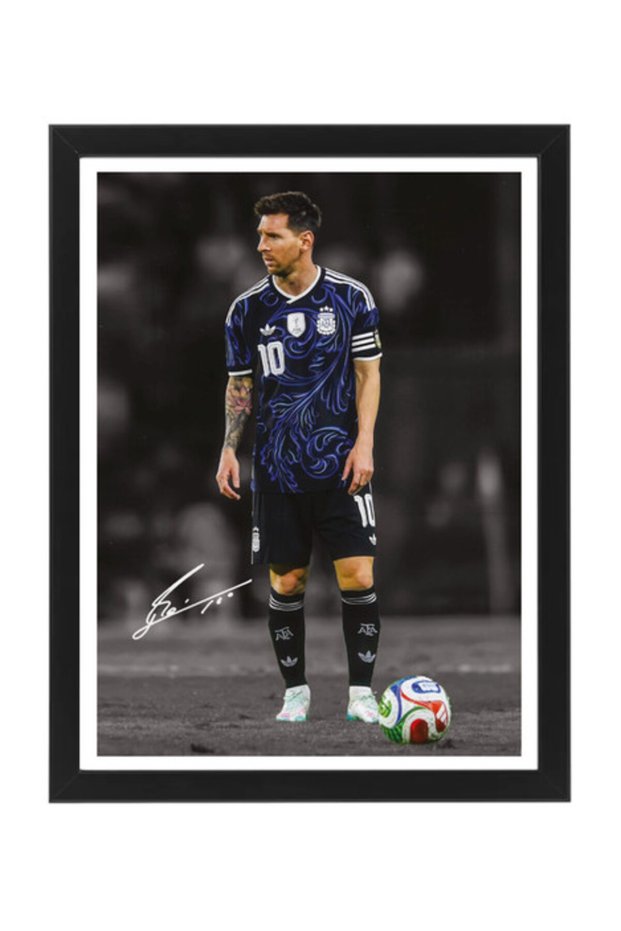 Lionel Messi Argentina 2026 World Cup Framed Poster with Printed Autograph 30x40cm - Football Memorabilia, Soccer Collectible, Gift for Fans , Man Cave
