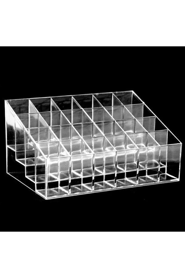 24-gird G728A Household Transparent Lipstick Storage Rack Organizing Box Plastic Desktop Lipstick So