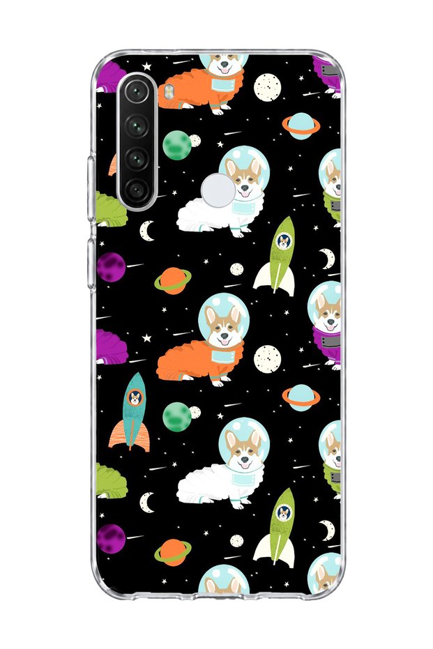 Redmi Note 8 Compatible Astronaut Dog Printed Transparent Phone Case
