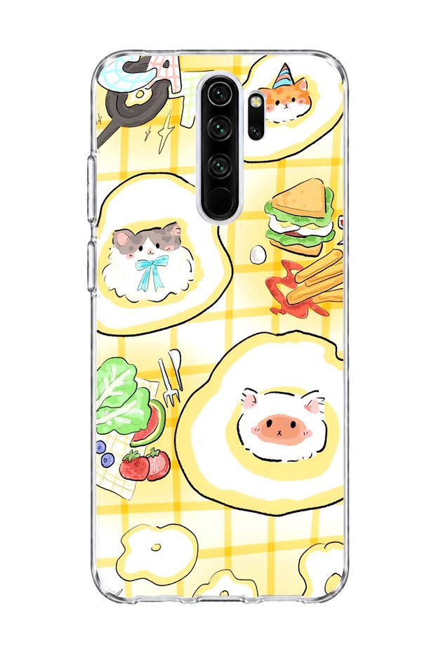 Redmi Note 8 Pro Compatible Cat in the Field Egg Printed Transparent Phone Case