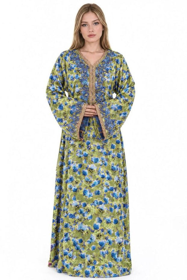 Women Dress , Jalabiya full sleeve Emirati Mukhawar Dress , soft satin silk material , fitted floor length dress - مخور نسائي ساتان جلابية فستان