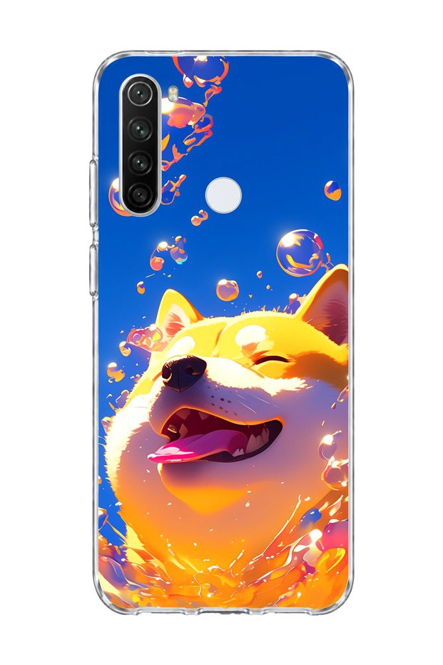 Redmi Note 8 Compatible Smiling Dog Bubble Printed Transparent Phone Case