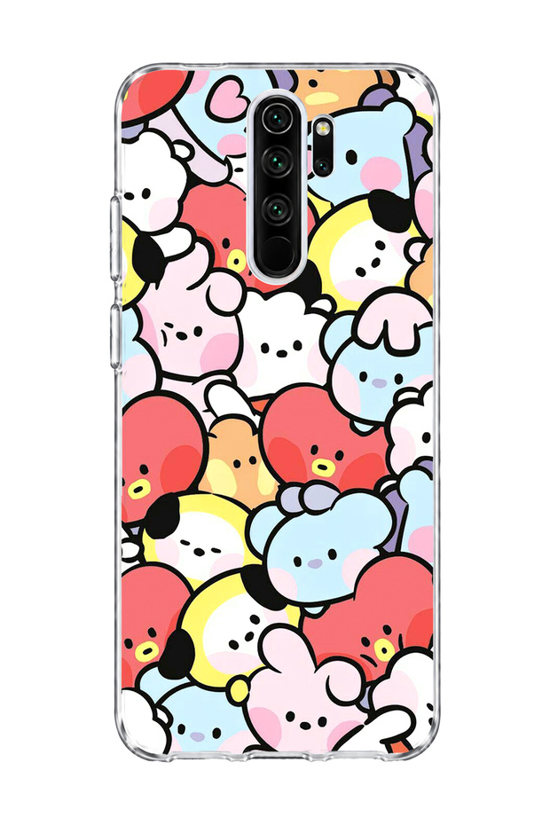 Redmi Note 8 Pro Compatible Cute Colorful Characters Printed Transparent Phone Case