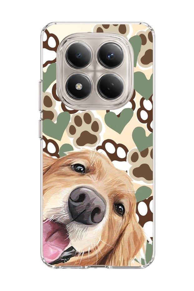 Redmi Note 15 Pro 4g / 5g Compatible Yellow Dog Paw Heart Printed Transparent Phone Case