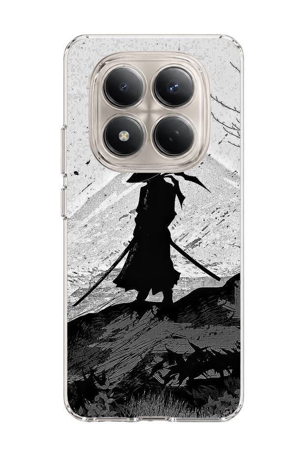 Redmi Note 15 Pro 4g / 5g Compatible Samurai Black and White Printed Transparent Phone Case