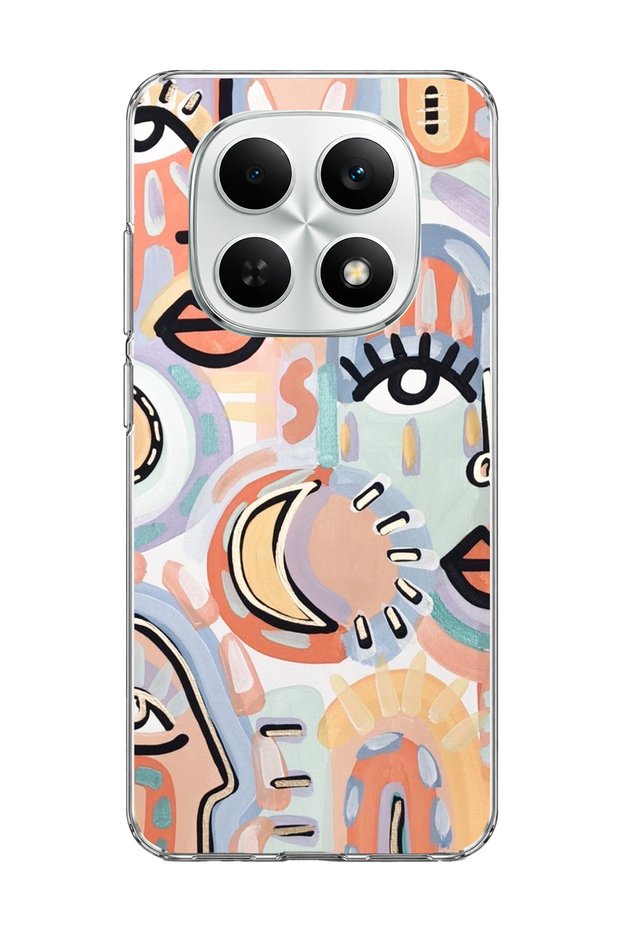 Redmi Note 15 4g Compatible Abstract Face and Eye Printed Transparent Phone Case