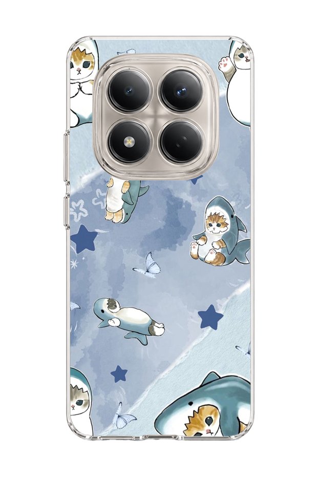 Redmi Note 15 Pro 4g / 5g Compatible Shark Costume Cat Printed Transparent Phone Case