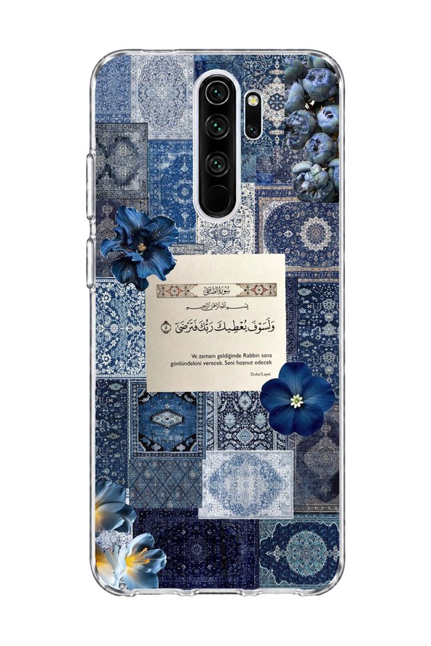 حافظة هاتف شفافة متوافقة مع Redmi Note 8 Pro مطبوع عليها آية السجادة الزرقاء