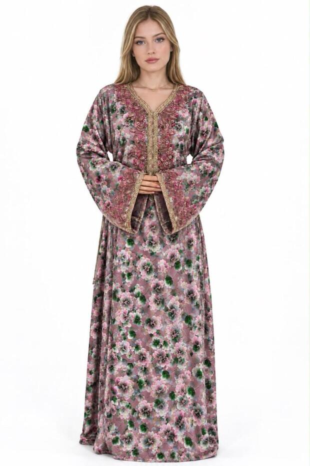 Women Dress , Jalabiya full sleeve Emirati Mukhawar Dress , soft satin silk material , fitted floor length dress - مخور نسائي ساتان جلابية فستان