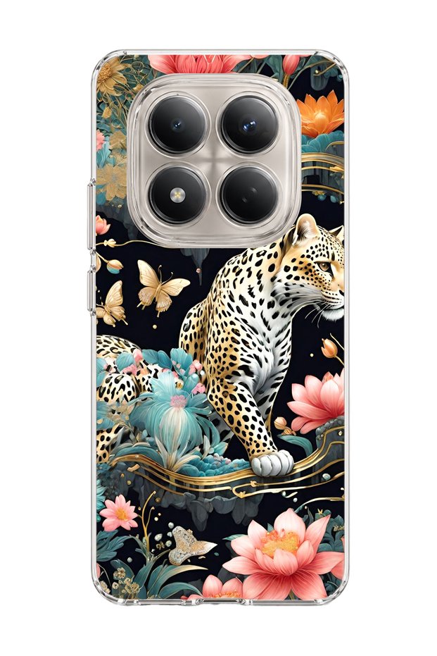 Redmi Note 15 Pro 4g / 5g Compatible Leopard Water Lily Printed Transparent Phone Case