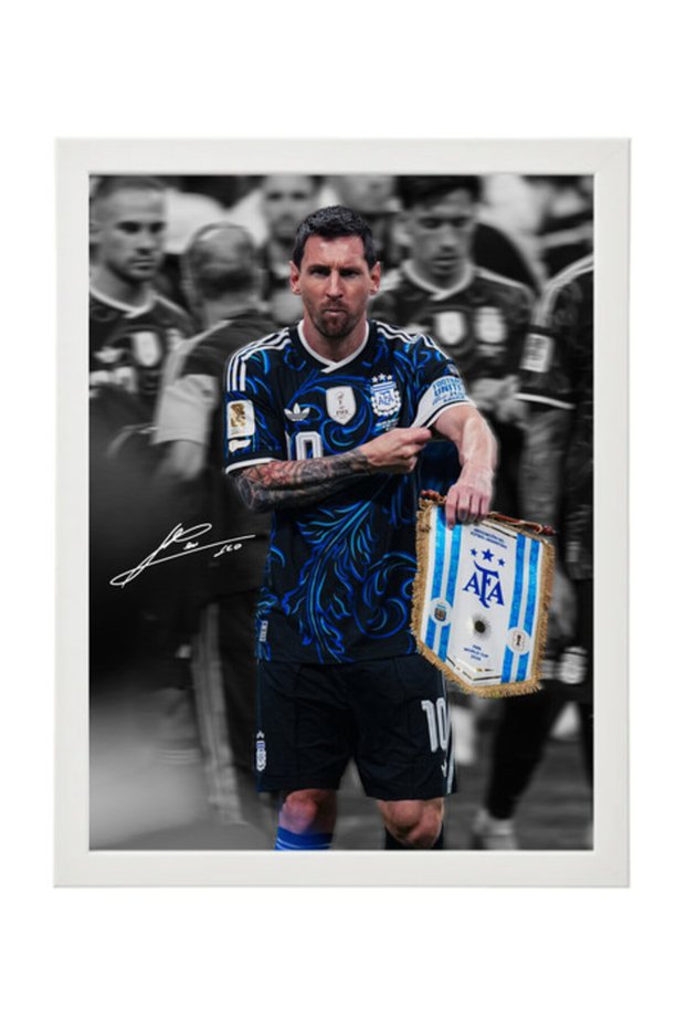 Lionel Messi Argentina 2026 World Cup Framed Poster with Printed Autograph 30x40cm - Football Memorabilia, Soccer Collectible, Gift for Fans , Man Cave
