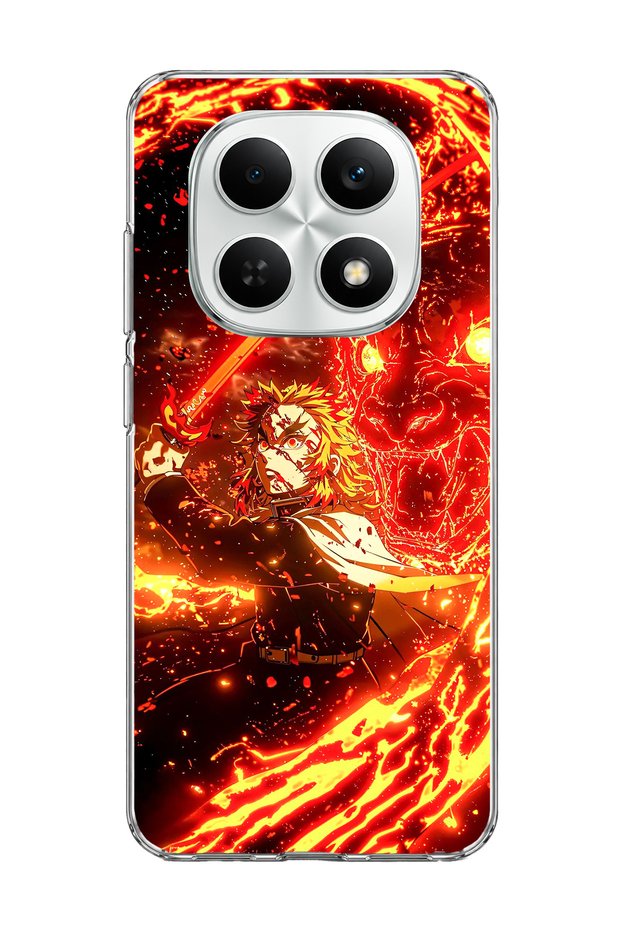 Redmi Note 15 4g Compatible Anime Flame Sword Printed Transparent Phone Case