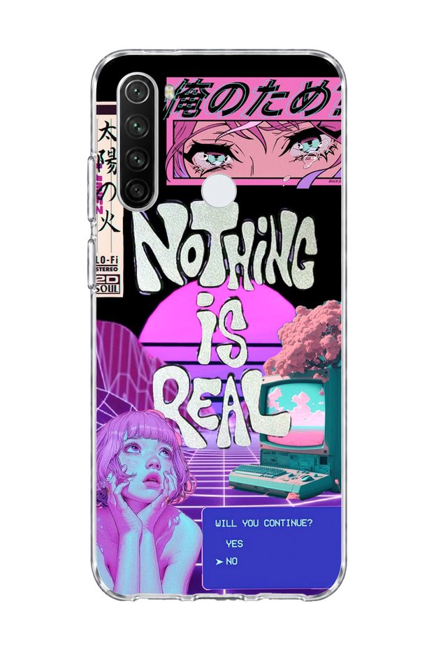 Redmi Note 8 Compatible Neon Sunset Girl Printed Transparent Phone Case