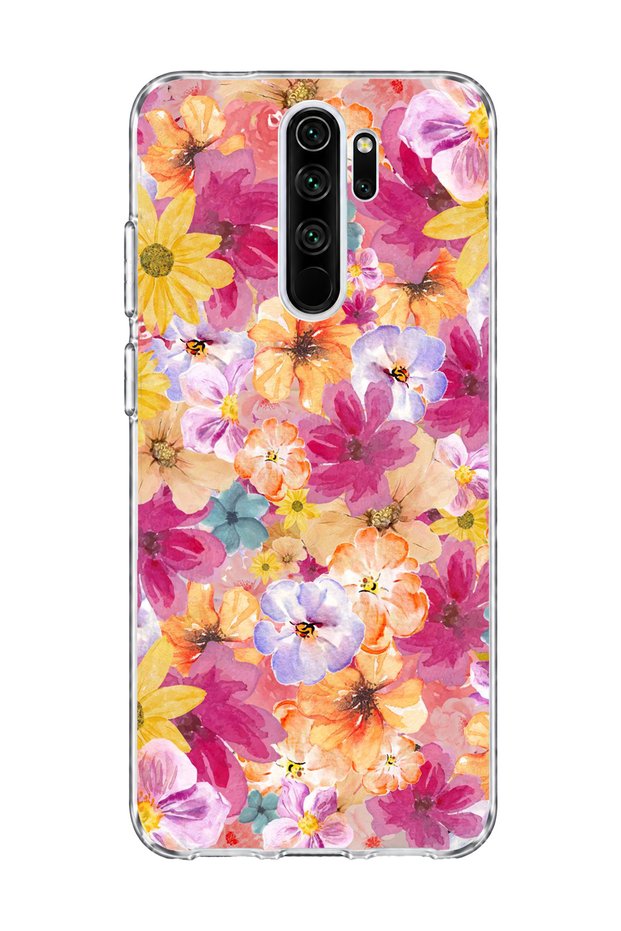 Redmi Note 8 Pro Compatible Tiny Flower Watercolor Printed Transparent Phone Case