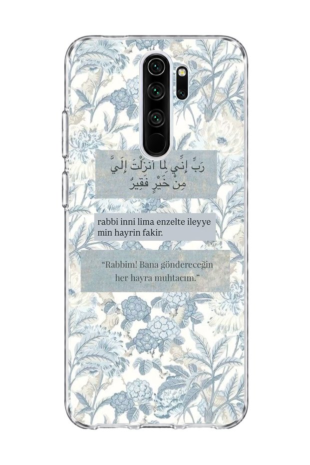 Redmi Note 8 Pro Compatible Light Blue Flower Prayer Printed Transparent Phone Case