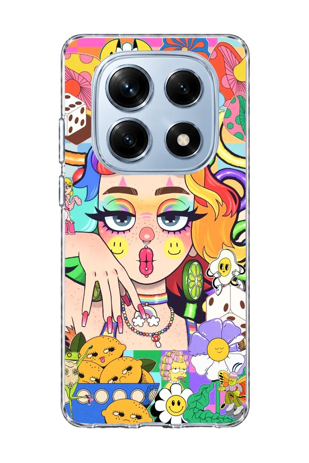 Redmi Note 14 Pro 4g Compatible Rainbow Hair Girl Printed Transparent Phone Case
