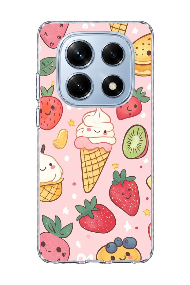 Redmi Note 14 Pro 4g Compatible Ice Cream Strawberry Pink Printed Transparent Phone Case