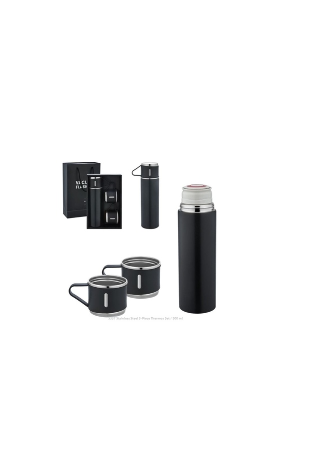 Steel 3-Piece Thermos Set / 500 ml 23 X Ø 6.5 cm Scratch-Resistant Surface
