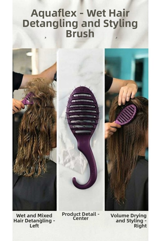 Aquaflex 3-Piece Wet Hair Lightening and Styling Brush Set Colorful Professional Volumizing Drying and Easy Comb Set
