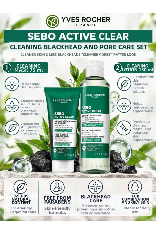 Sebo Active Clear Anti-Blackhead Mask and Lotion Set