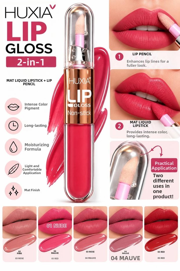 💄 Beauty Matte 2-in-1 Lip Pencil + Liquid Lipstick