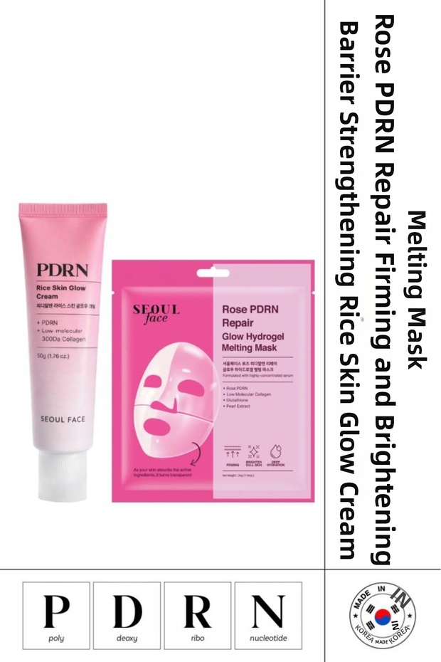 Moisturizing Rice Pdrn Cream 50 Gr and Rose Melting Mask 34 Gr for Dry and Sensitive Skin