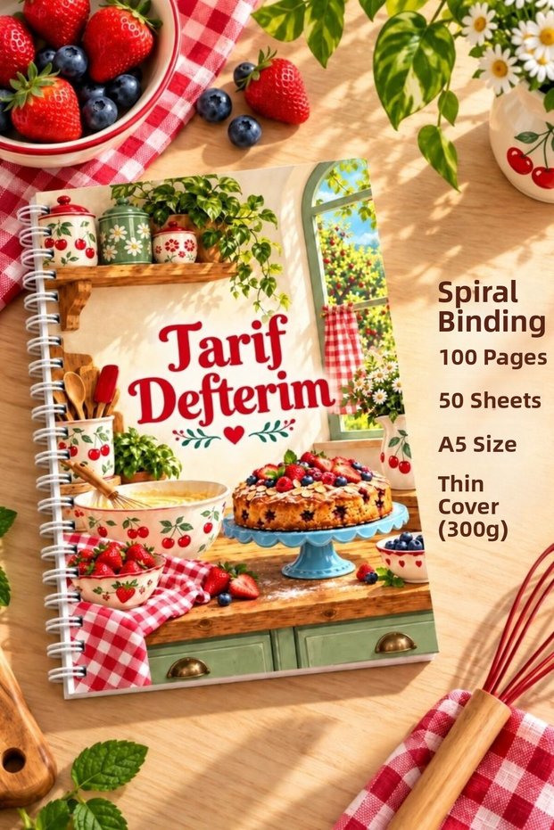 My Recipe Book – A5 Wire Spiral Recipe Book/Thin Cover for Recipes, Preparation, and Tips