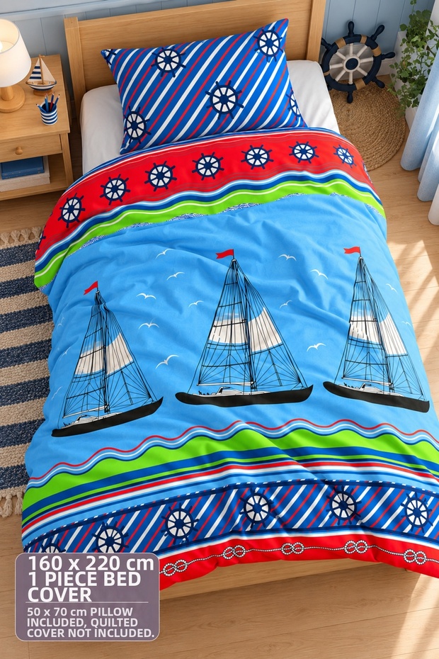Duvet Cover Set Single Size (Duvet Cover + Pillowcase) Sailing Ship