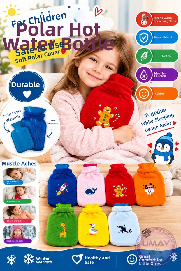 Warm Water Bag with Fleece for Children 500 ml | Mini Hot Water Bag with Soft Fleece Cover