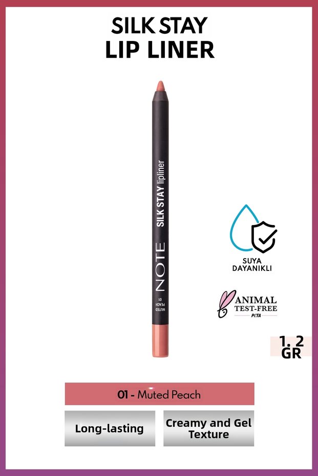 Silk Stay Lipliner Waterproof Silky Lip Liner - 01 Muted Peach - Nude