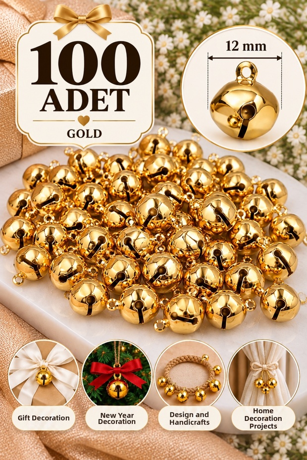 12 mm Metal Christmas Bell Christmas Gift and Decoration Ornament