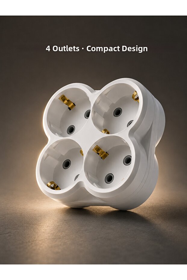 4-Outlet Socket Multiplier 2-Piece Set Wireless Wall Type Socket Multiplier Adapter -