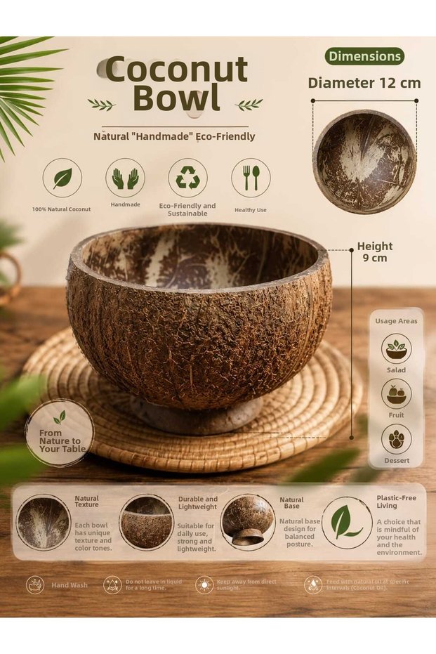 Natural Coconut Bowl Feathered