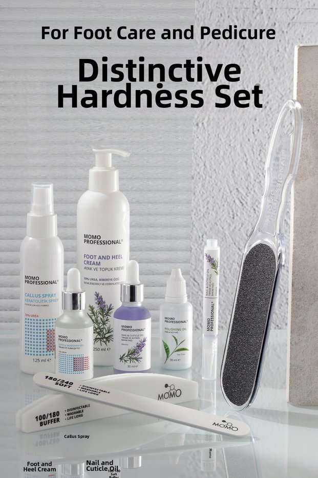 Set for Foot Care and Pedicure with Specific Hardness
