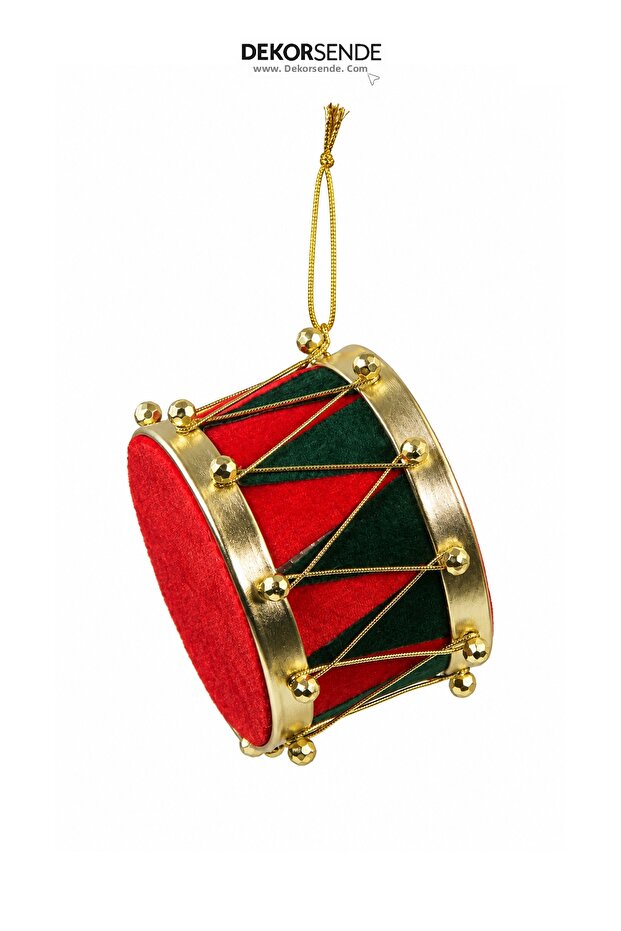 Christmas Ornament Drum Red Green 12X9 cm